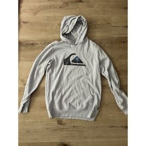 Vintage 90s Y2K Quicksilver Hoodie Sweatshirt Surf Ski Skate Boards Gray Mens M